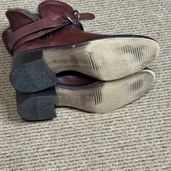 Sesto Meucci Faux Fur Lined Brown Leather Ankle Boots Women’s Size 6.5 M - Picture 5 of 7